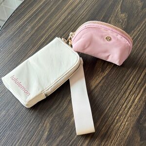 Lululemon Athletica Cream and Pink Wallet Duo